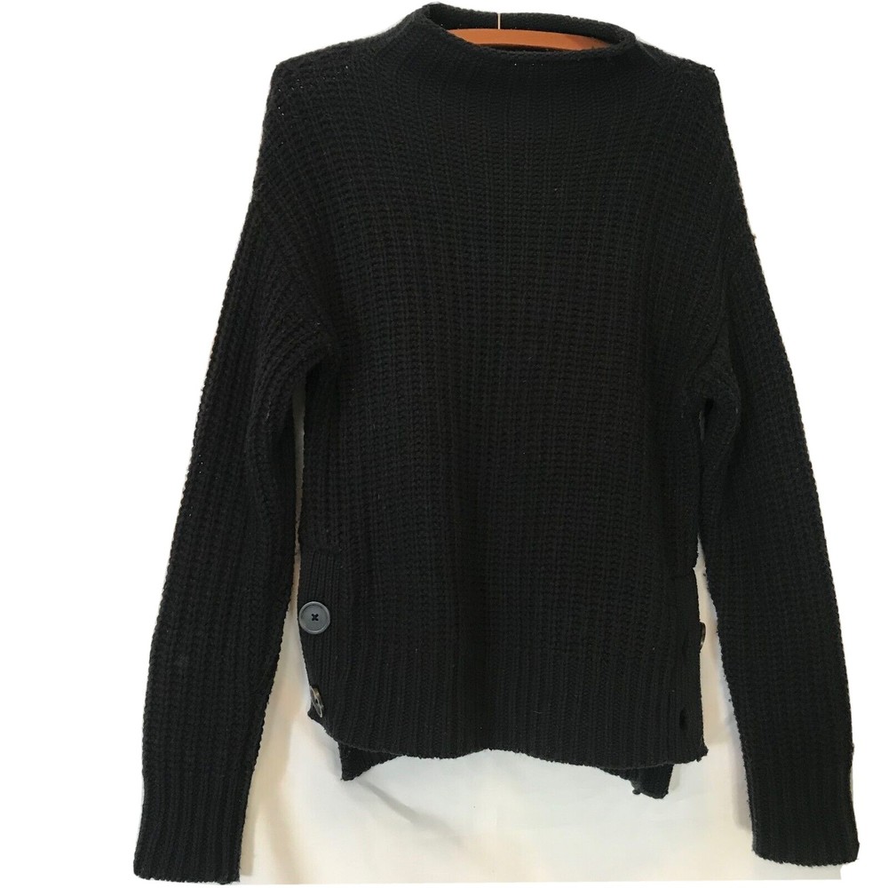 Madewell mockneck side button relaxed fisherman chunky knit sweater xxs